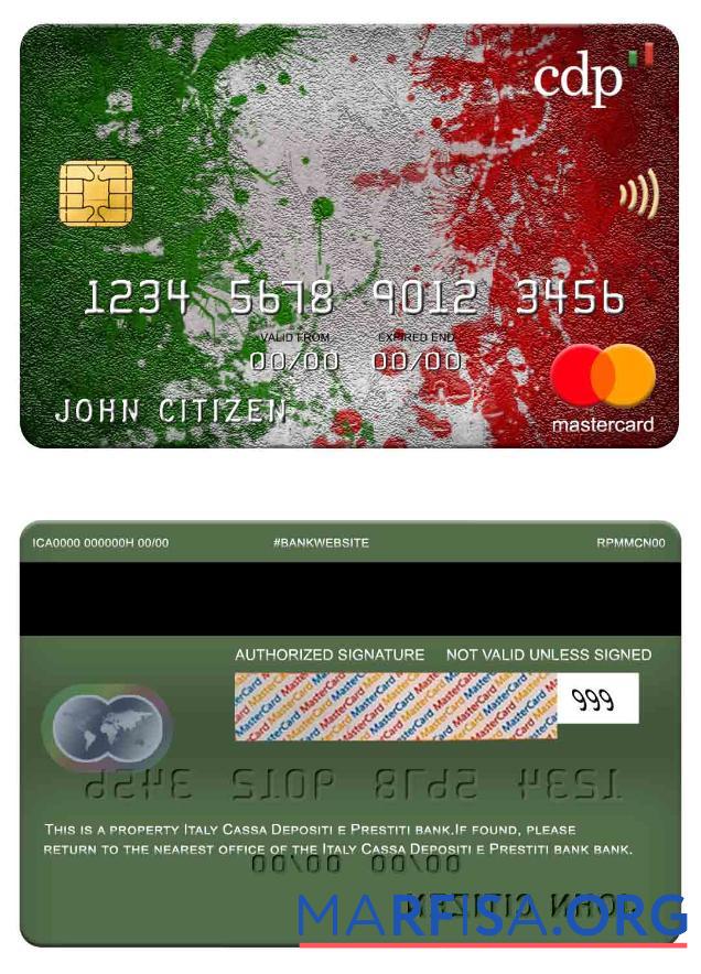 Realistic Italy Cassa Depositi e Prestiti bank mastercard real example